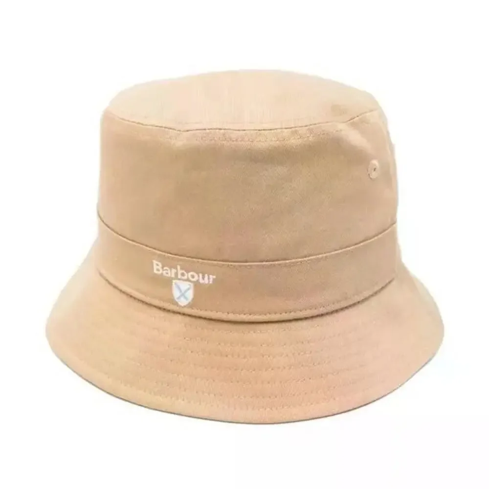 NEW BARBOUR Khaki Tan White Logo Cascade Floppy Packable Bucket Tartan Lined Hat
